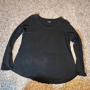 Eileen Fisher Black Organic Cotton Long Sleeve Tunic Top M M